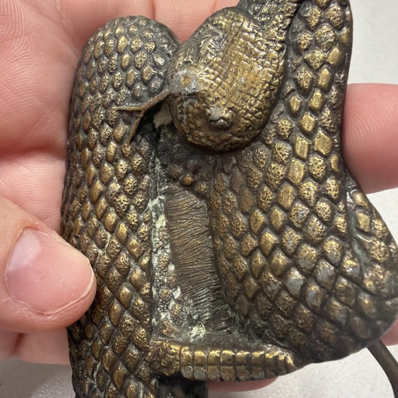 1976 BERGAMOT BRASS WORKS VIPER SNAKE BELT BUCKLE USA ARROYO GRANDE Hippie Chic! - Picture 4 of 4